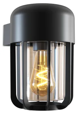 Produktbild von Calex Faenza Wandleuchte, Lichtsensor, wasserdicht, ohne E27, Schwarz