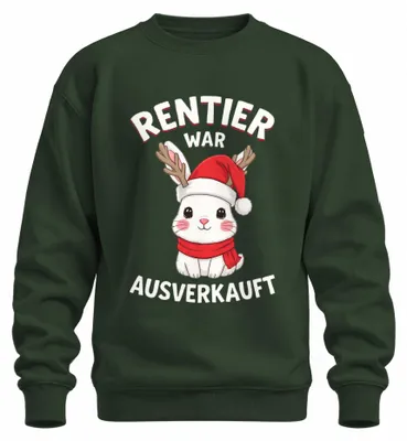 Immagine prodotto di "Rentier War" – Maglietta o felpa con motivo di renna, verde bottiglia, taglia XXL. Motivi: Natale, coniglietto, coniglio