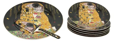 Obrázok produktu pre HOME ELEMENTS Tortová súprava: tortový tanier, 6 x tanier, tortová lyžica, Klimt, Bozk tmavý