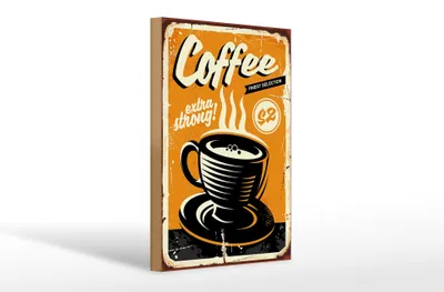 Produktbild von Holzschild Retro 20x30cm extra strong Coffee Kaffee