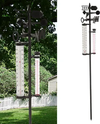 Image de Station météo de jardin Baromètre Pluviomètre Thermomètre Vitesse du vent 150cm