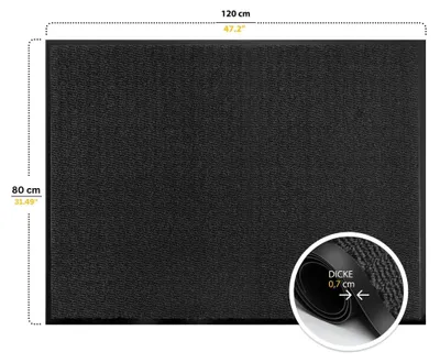 Produktbild von Furni24 Fußmatte Schmutzfangmatte 80 x 120 cm Anthrazit/Schwarz – Rutschfeste Waschbare Türmatte für Innen- & Außenbereich