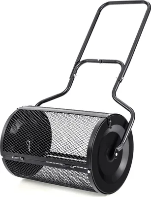 Produktbild von GOPLUS Kompoststreuer 75L, Torfstreuer mit Handgriff & Seitenverschlüssen, Rasen Düngerstreuer mit Metallgitter, Samenstreuer Torfmoosstreuer Gartenstreuer für Kompost, Dünger, Saat (Schwarz)