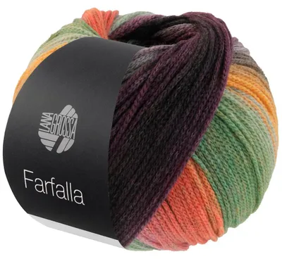 Produktbild von Lana Grossa - Farfalla 0009 orange, mint, grau, grün, dunkelgrün, schwarzgrün, rost, fuchsia, brombeer, graublau