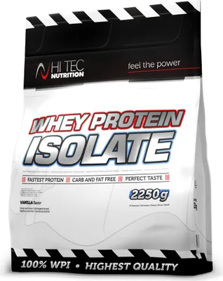 A bag of HI TEC Nutrition Whey Protein Isolate.