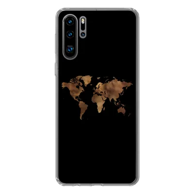 Produktbild von MuchoWow® Handyhülle Schutzhülle Hülle für Huawei P30 Pro Weltkarte - Stoff - Karte Silikon Softcase Handy Hülle - Schutzdeckel