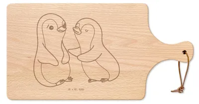 Produktbild von Mr. & Mrs. Panda brett holz Pinguine trösten - Transparent - Geschenk, Freundin, für, Frühstücksbrett, Hackbrett, Freund, Hochzeitstag, servierbrett, Valentinstag, Frauen