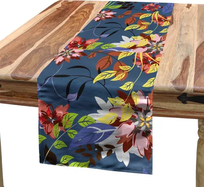 Produktbild von ABAKUHAUS Blume Tischläufer, Blühend Frühlings-Blüten-Zweige mit Blättern Botanische Seasonal Saftige Schönheit, 40 x 180 cm, Mehrfarbig