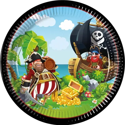 Image de Assiette de fête en papier 23cm Pirates - Procos
