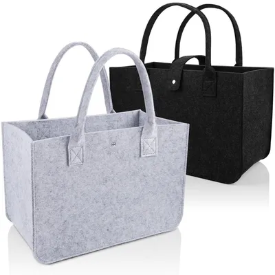 Productafbeelding van Feltetassen, set van 2, lichtgrijs/zwart, 39x26x20 cm