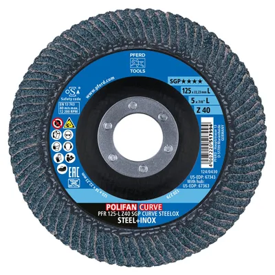 Productafbeelding van PFERD Polifan, schuurdisc, roestvrij staal, staal, 12,5 cm, elk merk, 2 stuks