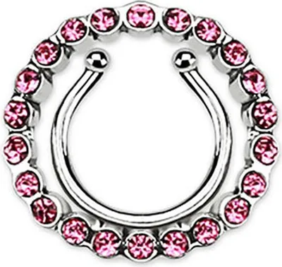 Produktbild von Fake Brustwarzenpiercing zum Klemmen: Schild Nippel-Piercing Zirkonia Pink
