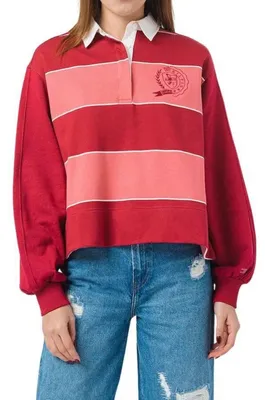 Produktbild von Tommy Hilfiger - Sweatshirt für Damen, weite Ärmeln NA365 (M) (Pink/Rot)