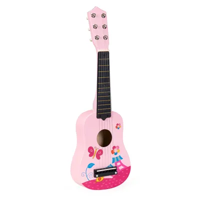Produktbild von Kindergitarre aus Holz, Metallsaiten, rosa ECOTOYS