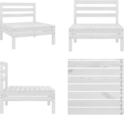 Produktbild von vidaXL Garten Mittelsofa Weiß Kiefer Massivholz - Mittelsofa - Mittelsofas - Holz-Mittelsofa - Holz-Mittelsofas