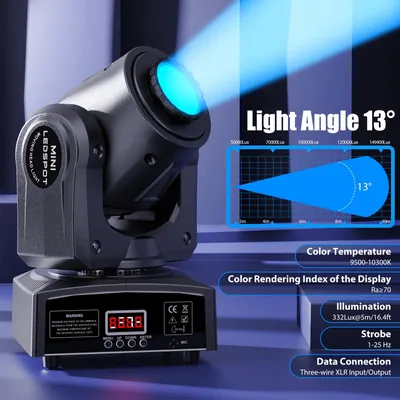 Image de Lampe LED à tête mobile - Projecteur de scène DMX - 30 W - RGBW - Effet gobo - 1 pièce - Prise européenne