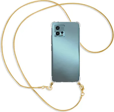 Produktbild von Handykette Backcover-Schutzhülle mit Band (Metall goldfarben) für Motorola Moto G72 (6.55'') - goldfarbene Snake-Kette