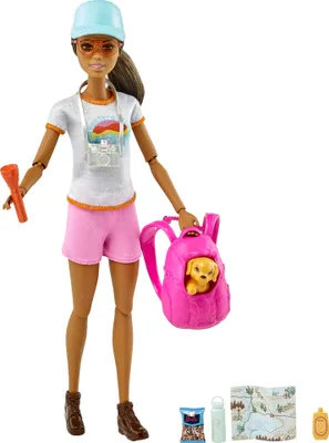 Image de Barbie Wanderin-Set Poupée avec chien, poupée à habiller