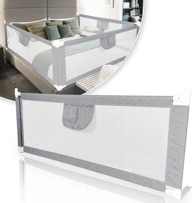 Immagine prodotto di Hengda 180cm sponda per letto per bambini Sponda per letto per bambini retrattile Sponda per letto per bambini Protezione per letto regolabile in altezza Protezione anticaduta per letto grigio