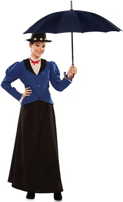 Englisches Kindermädchen Kostüm Nanny für Damen Gr. M/L blau Fasching Karneval Mottoparty Babysitter