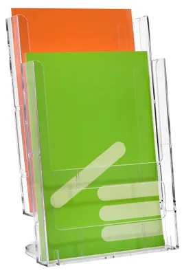Produktbild von Tischprospektständer DIN A4 mit 2 Etagen Prospektständer / Prospekthalter / Flyerständer / Flyerhalter