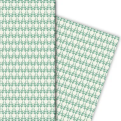 Produktbild von Florales Geschenkpapier mit zartem Muster in grün - G6285, 32 x 48cm