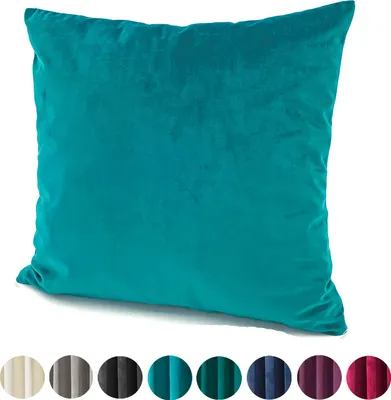 Produktbild von heimtexland ® Samt Deko Kissen Vorhang Velour Ösen Gardine Blickdicht Typ641 Petrol Kissenhülle 40x40 cm