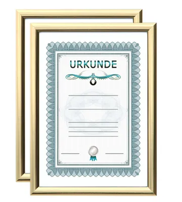 Two framed certificates are shown, one slightly behind the other, against a white background.
