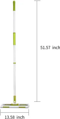 Productafbeelding van Unyqoos® Microvezel Wissysteem – 360° draaibare mopkop, mopbreedte 35,6 cm, telescopische steel tot 144,8 cm, steel van aluminiumlegering en roestvrij staal, 4 herbruikbare pads