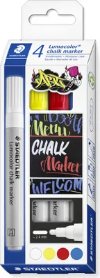 Obrázok produktu pre Staedtler Lumocolor, Modrá, Červená, Biela, Žltá, Náboj, Bez zápachu, 4 kusov