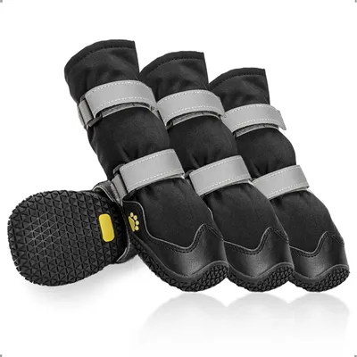 Immagine prodotto di Scarpette per cani - Stivaletti impermeabili antiscivolo - XL - Nero - Set da 4 pezzi per passeggiate