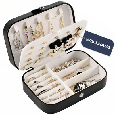 Produktbild von WELLHAUS Schmuckkasten Reise Schmuck Organizer schwarz Ringe Ohrringe