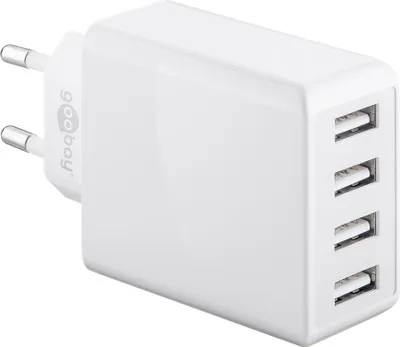 Produktbild von 4-fach USB-Ladegerät, mehrfach USB-Ladegerät, 30W, lädt bis zu 4 Geräte gleichzeitig, weiß