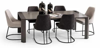 Obrázek produktu pro Designový jídelní stůl se 6 židlemi – kompletní moderní jídelní sestava