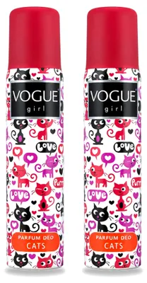 Productafbeelding van 2 x Vogue Girl Cats Deodorant - Witte chocolade en jasmijn - 100 ml - Voordeelverpakking - 2 stuks
