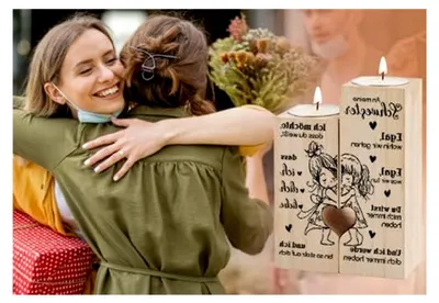 Produktbild von Geschenk für Schwester, Herzförmiger Kerzenhalter für Geburtstag, An meine Schwestern Kerzenständer, Geschenke für große und kleine Schwestern zum Abschied, Weihnachten