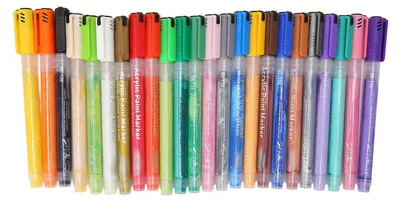 Produktbild von 24 Acryl-Farbmarker in verschiedenen Farben, wasserfest, schnelltrocknend, für sanftes Schreiben, ideal für Kinder, zum Bemalen von Steinen, Holz und Glas