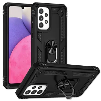 Immagine prodotto di Per Samsung Galaxy A33 - Custodia ad anello in stile militare Copertura di protezione antiurto per esterni Nero