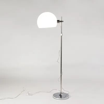Produktbild von Moderne Stehlampe Wohnzimmer mit Lampenschirm Chrom Weiß flexibel 160cm Bauhaus Lampe DENMARKT
