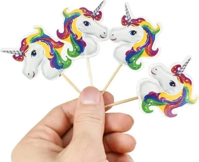 Obrázok produktu pre Špáradlá na koktaily - Tyčinky na zákusky - Cupcake - Jednorožec - 48 kusov