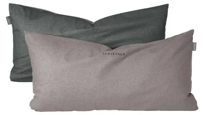 Produktbild von SCHIESSER Kissenhüllenset Doubleface | Zweifarbig | Renforcé | 2-teilig | 100% Baumwolle | Angenehm weich & glatt | YKK-Reißverschluss | 40x80 cm | Grau-Schwarz