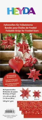 Produktbild von Faltstreifen-Set für Fröbelsterne 1x30cm & 1,5x45cm, 4 Motive, Heyda