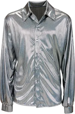 Produktbild von Glitzerndes Discohemd Silber Männer Größe: XL