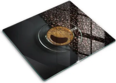 Zdjęcie produktu dla Deska kuchenna – 60 cm x 52 cm - Szklana deska do krojenia - Szkło hartowane – Antypoślizgowa - Kawa I Ziarna