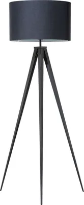 Produktbild von BELIANI Stehlampe Schwarz Metall 156 cm runder Stoffschirm Dreibeinig langes Kabel mit Schalter Modernes Design