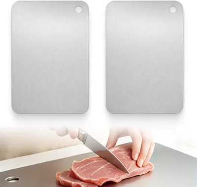 Obrázok produktu pre Nerezová doska na krájanie 304, 15 x 25 cm, 2 ks, pre kuchyňu