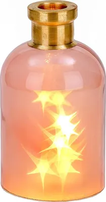 Image de BRUBAKER Bouteille lumineuse "Magie" avec 10 LED étoiles 24 cm de hauteur Rose / laiton