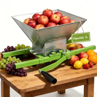 Produktbild von ACXIN 7L Obst‑Beerenmühle, manuelle Zerkleinerungs‑Fruchtmühle mit stabiler Handkurbel, zur Obstvorbereitung vor dem Pressvorgang