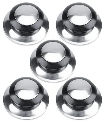 Deckelknopf hitzebeständig, 5 Stück, Universal, schwarz/silber
