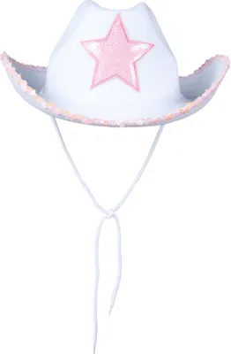 Immagine prodotto di Cappello da Cowboy Rosa Stella Cappello Western Carnevale Accessorio Costume Idea, Colore: Bianco
